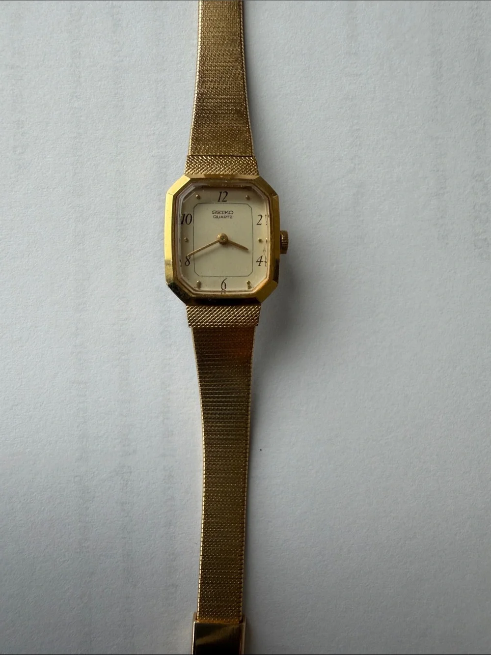 Seiko Gold Tone Octagonal Dress Watch with Cream Dial